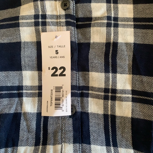 Joe fresh navy plaid shirt. New with tags - Picture 3 of 3